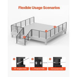 Kaapelitolppa ruostumaton teräs jauhemaalattu musta korkeus 106,7 cm esiporatut reiät 80 mm