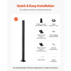 Kaapelitolppa ruostumaton teräs jauhemaalattu musta korkeus 106,7 cm esiporatut reiät 80 mm