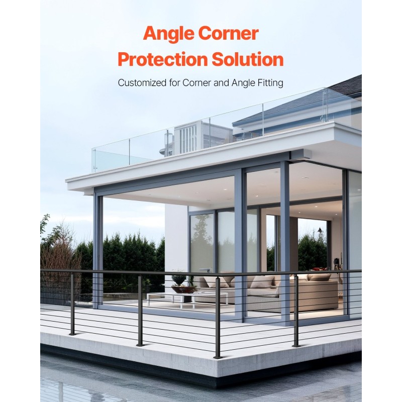 Kaapelikaiteen kulmatolppa SUS304 ruostumaton teräs 914,4 mm musta 1 kpl