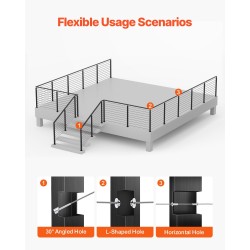 Kaapelikaiteen kulmatolppa SUS304 ruostumaton teräs 914,4 mm musta 1 kpl