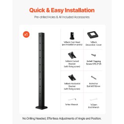 Kaapelikaiteen kulmatolppa SUS304 ruostumaton teräs 914,4 mm musta 1 kpl