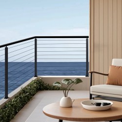 Kaapelikaiteen kulmatolppa SUS304 ruostumaton teräs 914,4 mm musta 1 kpl