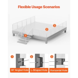 Kaapelikäsijohteen pylväs ruostumaton teräs 91,4 cm esiporatut reiät jauhemaalattu hopea