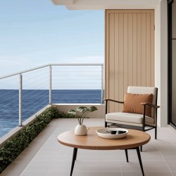 Kaapelikäsijohteen pylväs ruostumaton teräs 91,4 cm esiporatut reiät jauhemaalattu hopea