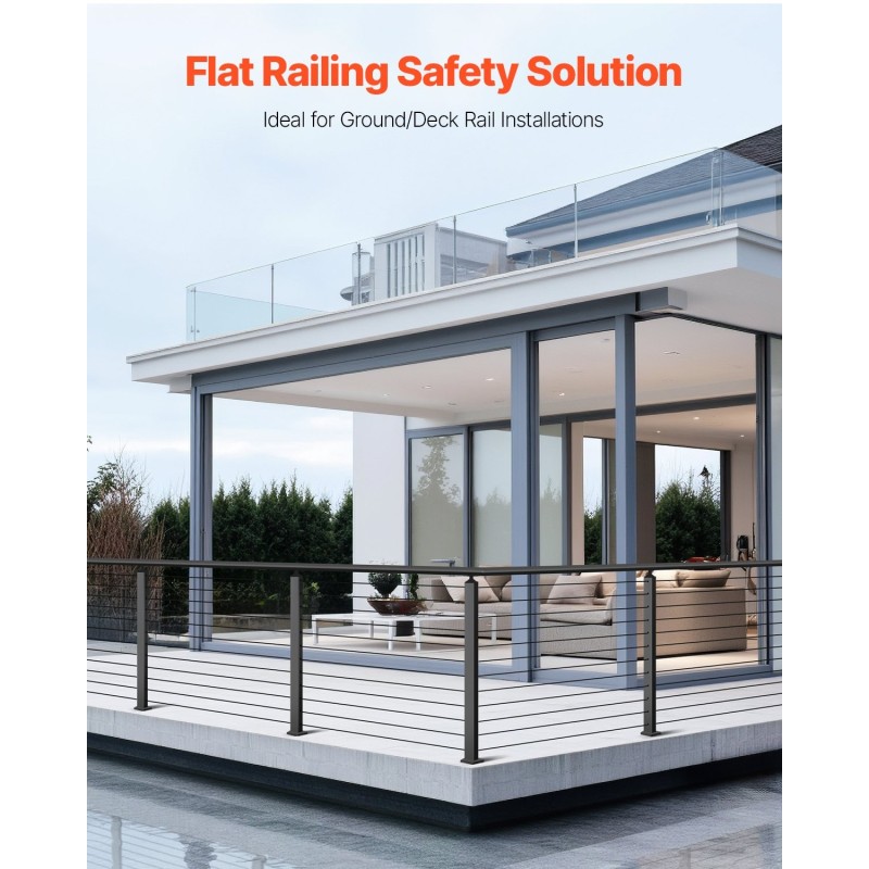 Kaapelikäsijohteen pylväs SUS304 ruostumaton teräs musta 106,7 cm 1 kpl terasseille