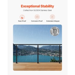 Kaapelikäsijohteen pylväs SUS304 ruostumaton teräs musta 106,7 cm 1 kpl terasseille