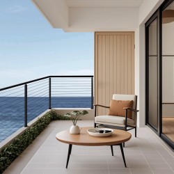 Kaapelikäsijohteen pylväs SUS304 ruostumaton teräs musta 106,7 cm 1 kpl terasseille