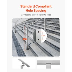 Ruostumaton terästolppa 42x2x2 tuumaa valmiiksi poratut kolmenkymmenen asteen reiät