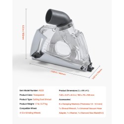 Katkaisun pölysuoja läpinäkyvä kestävä 4–5 tuuman hiomalaikoille ja 1,5–2,01 tuuman etukoteloille