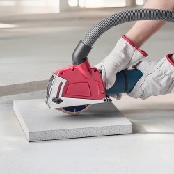 Katkaisupölysuoja 4–5 tuuman laikoille säädettävä 0–32 mm imuriin liitettävä mukana 6 kiristysprikkaa