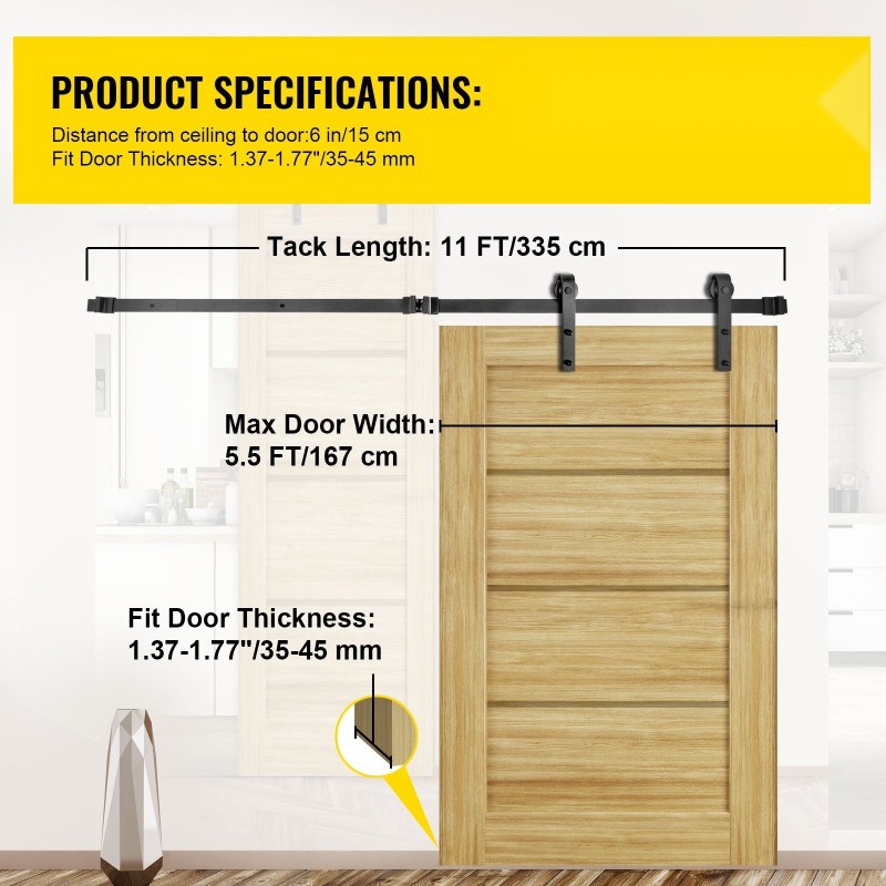 Liukuoven asennussarja ladosovelle hiiliteräskisko 335 cm musta 150 kg