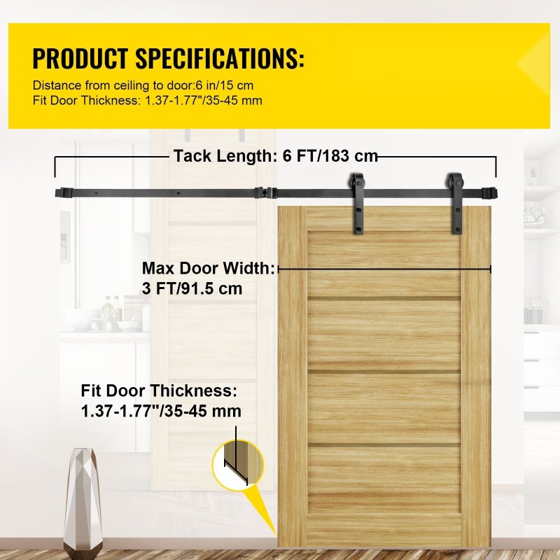 Liukuoven varustesarja hiiliteräskisko 183 cm musta 150 kg