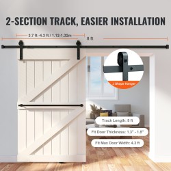 Liukuoven asennussarja hiiliteräs 2440 mm kisko 112–131 cm oville