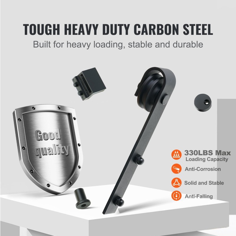 Liukuoven asennussarja hiiliteräs 2440 mm kisko 112–131 cm oville