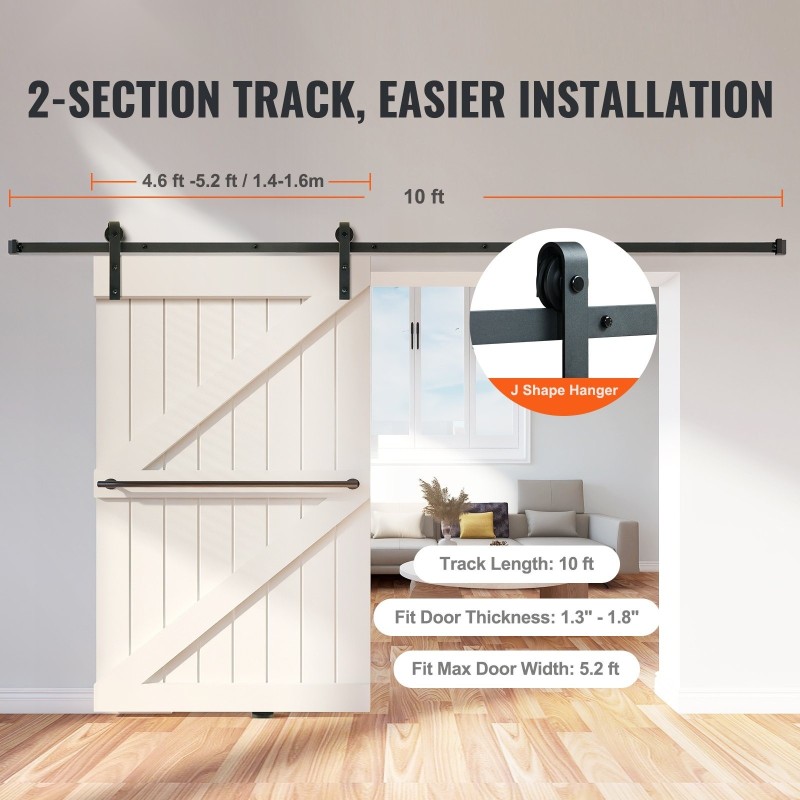 Liukuovikiskosarja hiiliteräs 304,8 senttimetriä musta pulveripinnoite yhdelle ovelle 140,2–158,5 senttimetriä