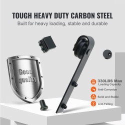 Liukuovikiskosarja hiiliteräs 304,8 senttimetriä musta pulveripinnoite yhdelle ovelle 140,2–158,5 senttimetriä