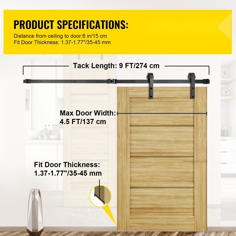 Liukuoven kiskosarja hiiliteräs 274 cm kisko musta kantavuus 150 kg