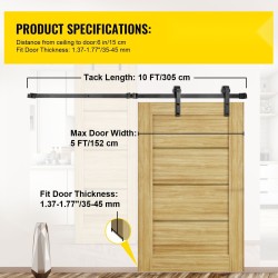 Liukuoven hiiliteräksinen kiskosarja 305 cm musta 150 kg