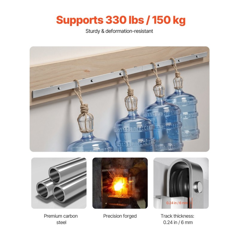 Liukuvan ladosoven kiskosarja hiiliteräksinen 2440 mm 150 kg mattahopea