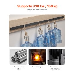 Liukuoven kiskosarja hiiliteräksinen 3000 mm 150 kg musta