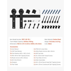 Liukuoven kiskosarja hiiliteräksinen 3000 mm 150 kg musta