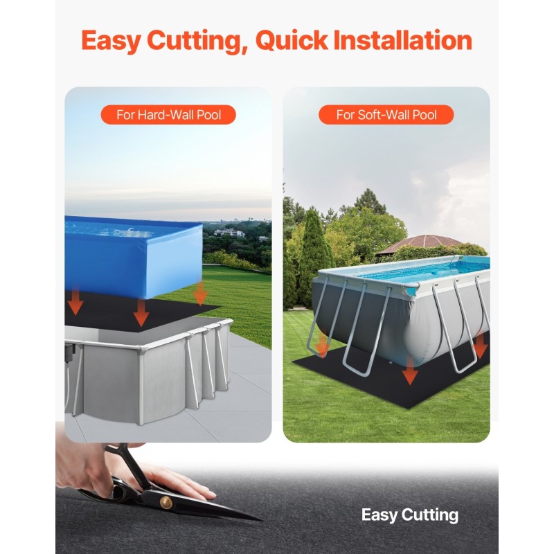 Allasalustan suojamatto suorakaiteen muotoinen kierrätetty geotekstiili 12x24 jalkaa