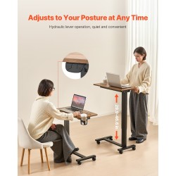 Sängyn ja sohvan vieripöytä sähköisellä korkeudensäätöllä lastulevyllä teräsrungolla pyörillä