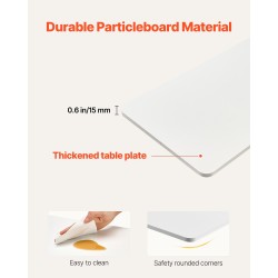Säädettävä sängynpöytä valkoinen lastulevy teräsrunko pyörillä mukitelineellä