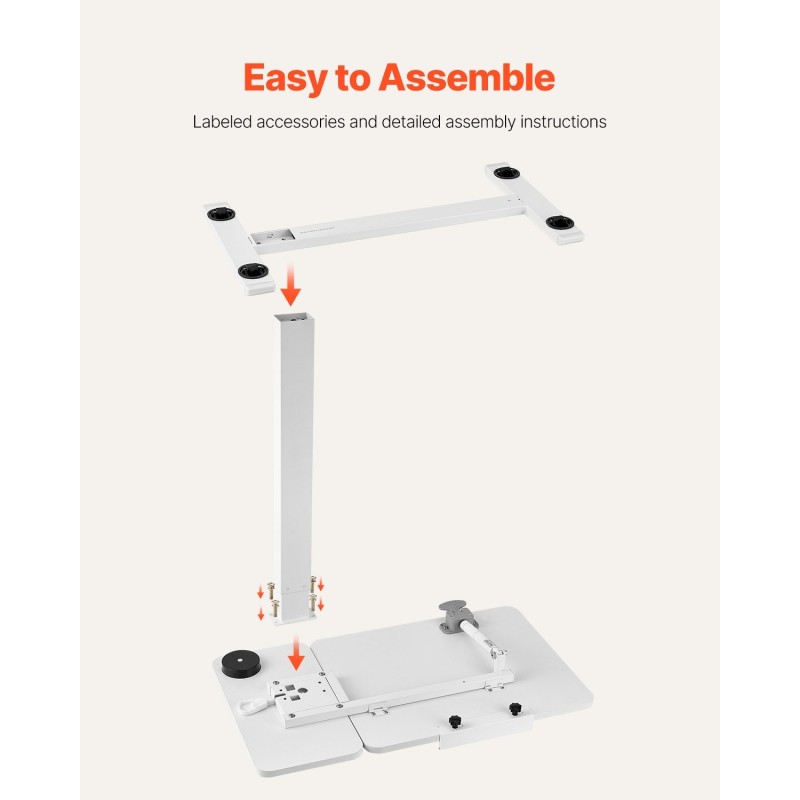 Säädettävä sängynpöytä lastulevy seosteräsrunko kallistettava levy pyörillä korkeus 64.5–102.5 cm