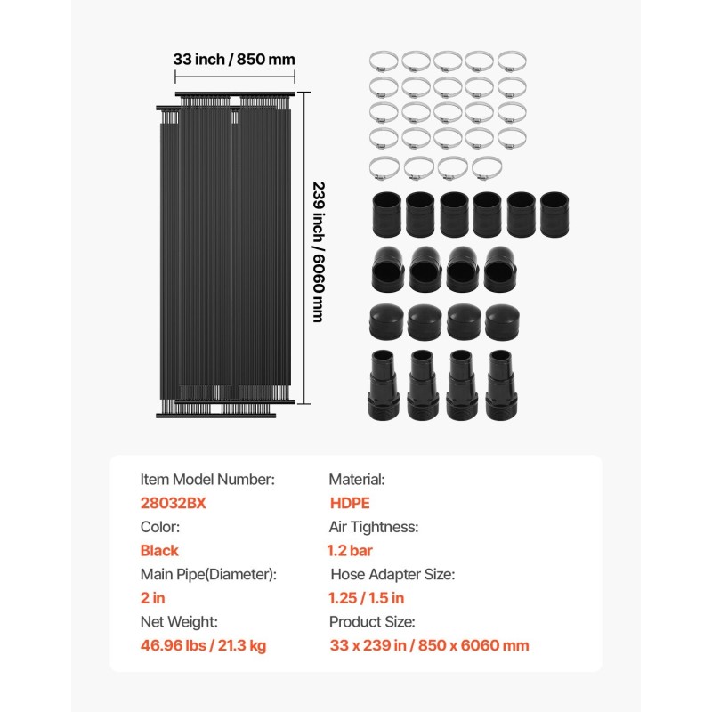 Uima-altaan aurinkolämmitin muovinen 2 kpl paneelia 850×6100 mm