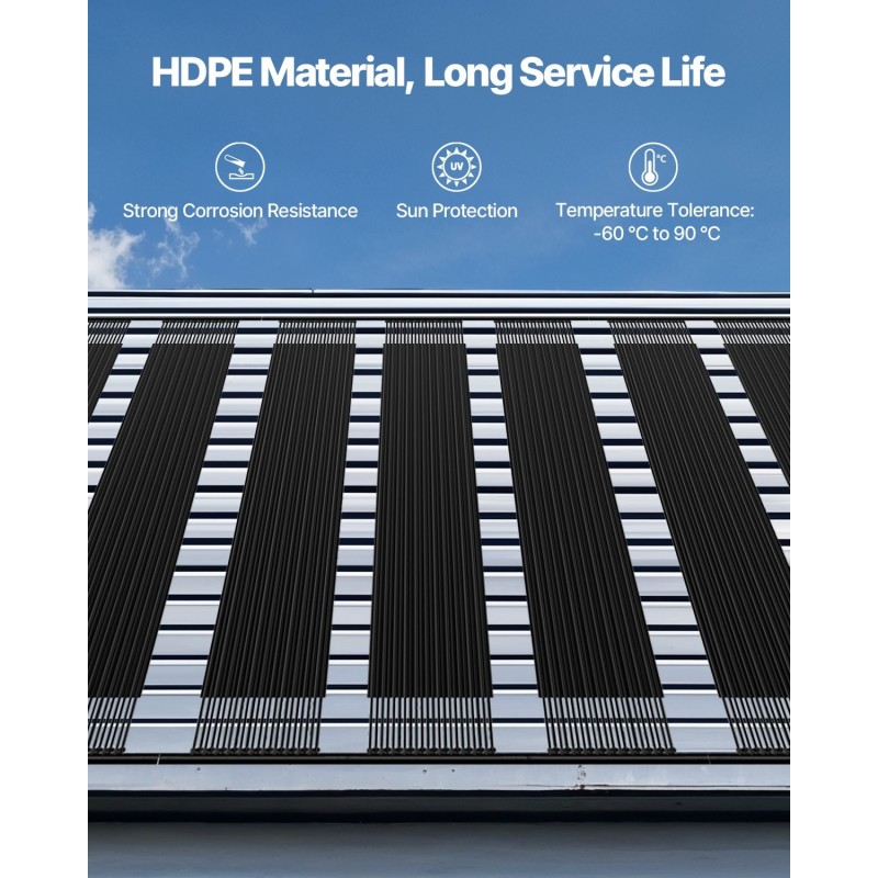 Uima-altaan aurinkolämmitin HDPE-muovi koko 1235×3100 mm musta sopii upotettuihin ja maanpäällisiin altaisiin