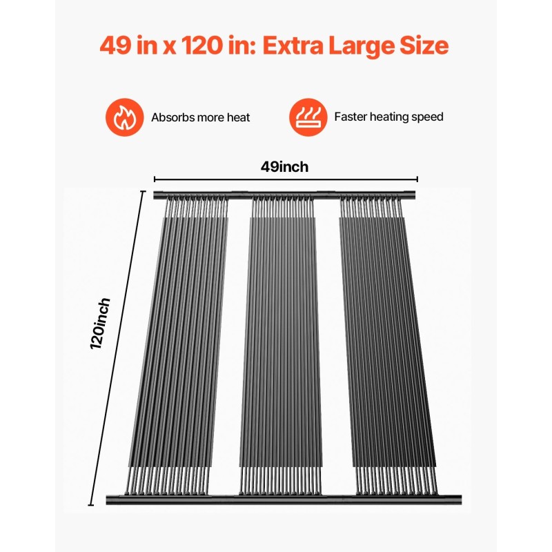 Uima-altaan aurinkolämmitin HDPE-muovi koko 1235×3100 mm musta sopii upotettuihin ja maanpäällisiin altaisiin