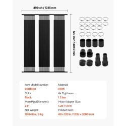 Uima-altaan aurinkolämmitin HDPE-muovi koko 1235×3100 mm musta sopii upotettuihin ja maanpäällisiin altaisiin