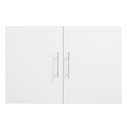 Seinälle asennettava 2-ovinen pyykkihuonekaappi valkoinen lastulevystä ja MDF-levystä säädettävällä hyllyllä