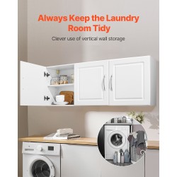 Pyykkikaappi seinään asennettava valkoinen lastulevy ja MDF-levy kolmiovinen kahdella hyllyllä