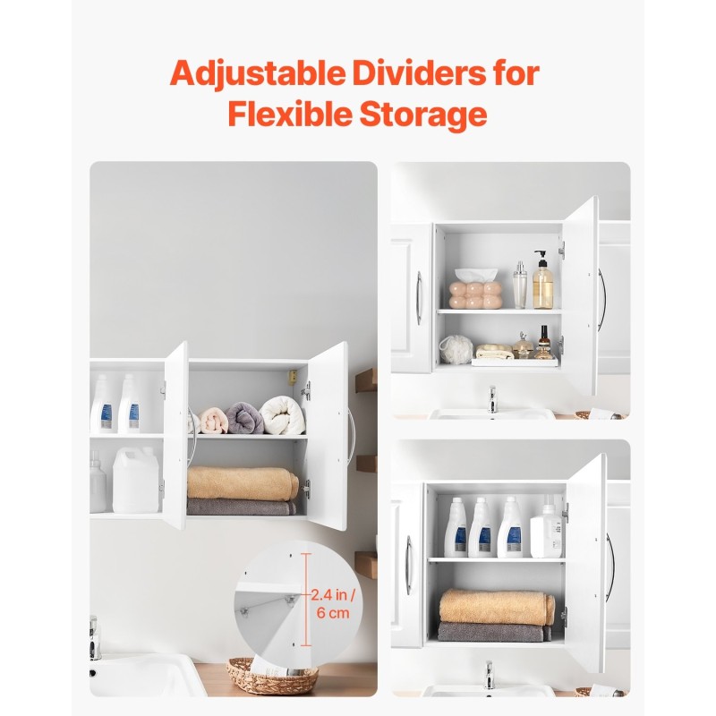 Pyykkikaappi seinään asennettava valkoinen lastulevy ja MDF-levy kolmiovinen kahdella hyllyllä