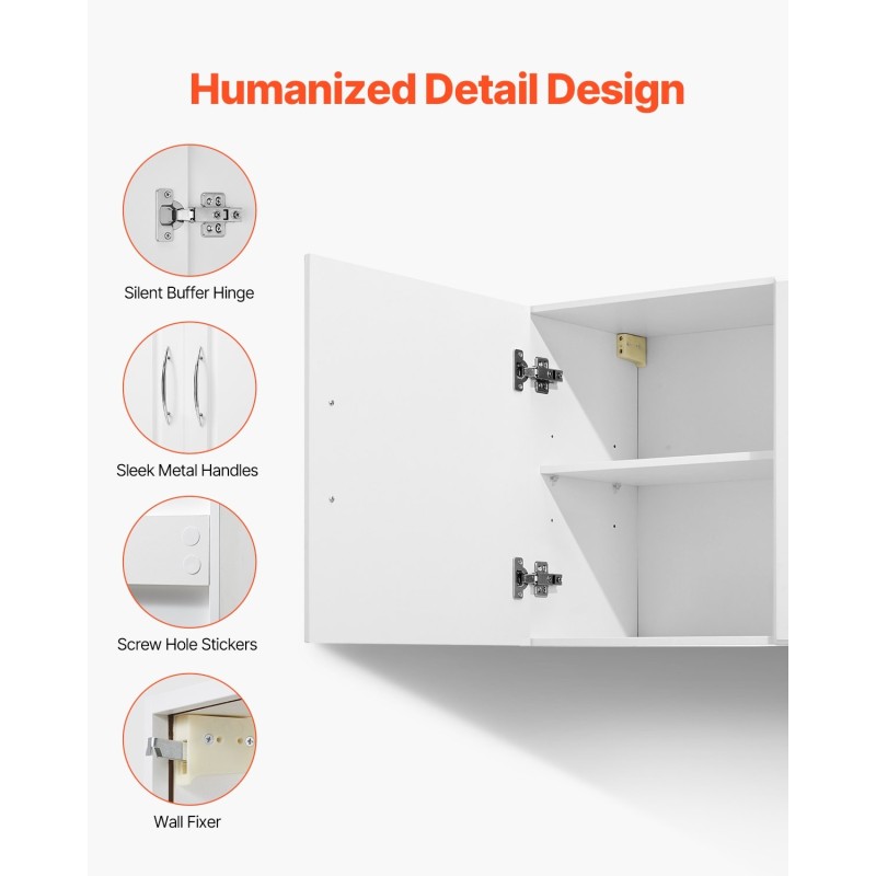 Pyykkikaappi seinään asennettava valkoinen lastulevy ja MDF-levy kolmiovinen kahdella hyllyllä