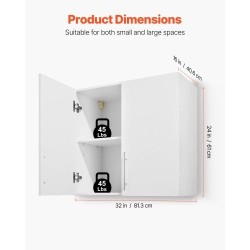 Seinäasenteinen pyykkikaappi valkoinen lastulevy ja MDF-levy kaksi ovea säädettävä hylly