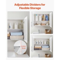 Seinäasenteinen pyykkikaappi valkoinen lastulevy ja MDF-levy kaksi ovea säädettävä hylly