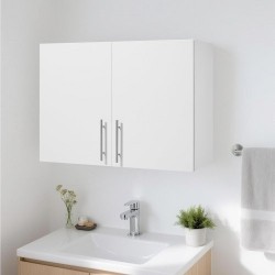 Seinäasenteinen pyykkikaappi valkoinen lastulevy ja MDF-levy kaksi ovea säädettävä hylly