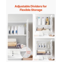 Seinälle asennettava pyykkihuonekaappi lastulevy MDF-levy valkoinen 30,5x61x61 cm 4 ovea säädettävät hyllyt