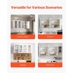 Seinälle asennettava pyykkihuonekaappi lastulevy MDF-levy valkoinen 30,5x61x61 cm 4 ovea säädettävät hyllyt