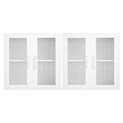 Seinälle asennettava pyykkihuonekaappi lastulevy MDF-levy valkoinen 30,5x61x61 cm 4 ovea säädettävät hyllyt