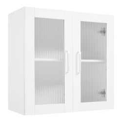 Seinälle asennettava pyykkihuonekaappi lastulevy MDF-levy valkoinen 30,5x61x61 cm 4 ovea säädettävät hyllyt