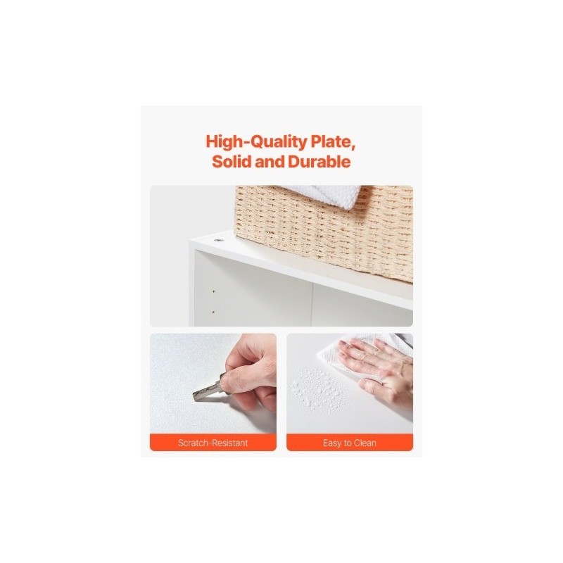 Seinään asennettava valkoinen kaksitasoinen kaappi säädettävällä hyllyllä lastulevystä ja MDF-levystä