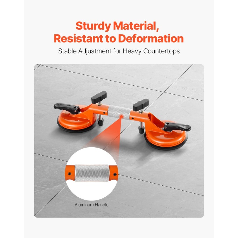 Sauma-asetinsarja 2 kpl työtasoille ja laatoille 125 mm nitriilikumikupeilla ja tyhjiöpumpulla