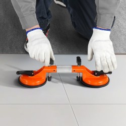 Sauma-asetinsarja 2 kpl työtasoille ja laatoille 125 mm nitriilikumikupeilla ja tyhjiöpumpulla