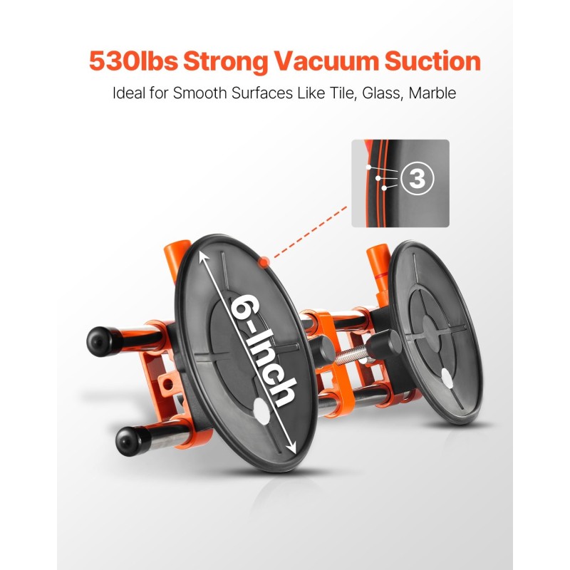 Saumankiinnitin kaksitangoinen nitriilikumiset 6 tuuman imukupit 2 kpl