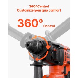 Poravasara 20V harjaton akkukäyttöinen SDS-Plus-istukalla 4,0Ah akku ergonominen kahva