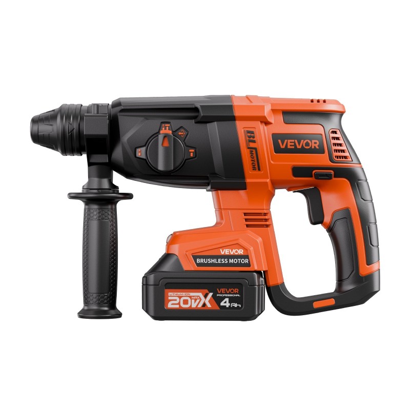 Poravasara 20V harjaton akkukäyttöinen SDS-Plus-istukalla 4,0Ah akku ergonominen kahva